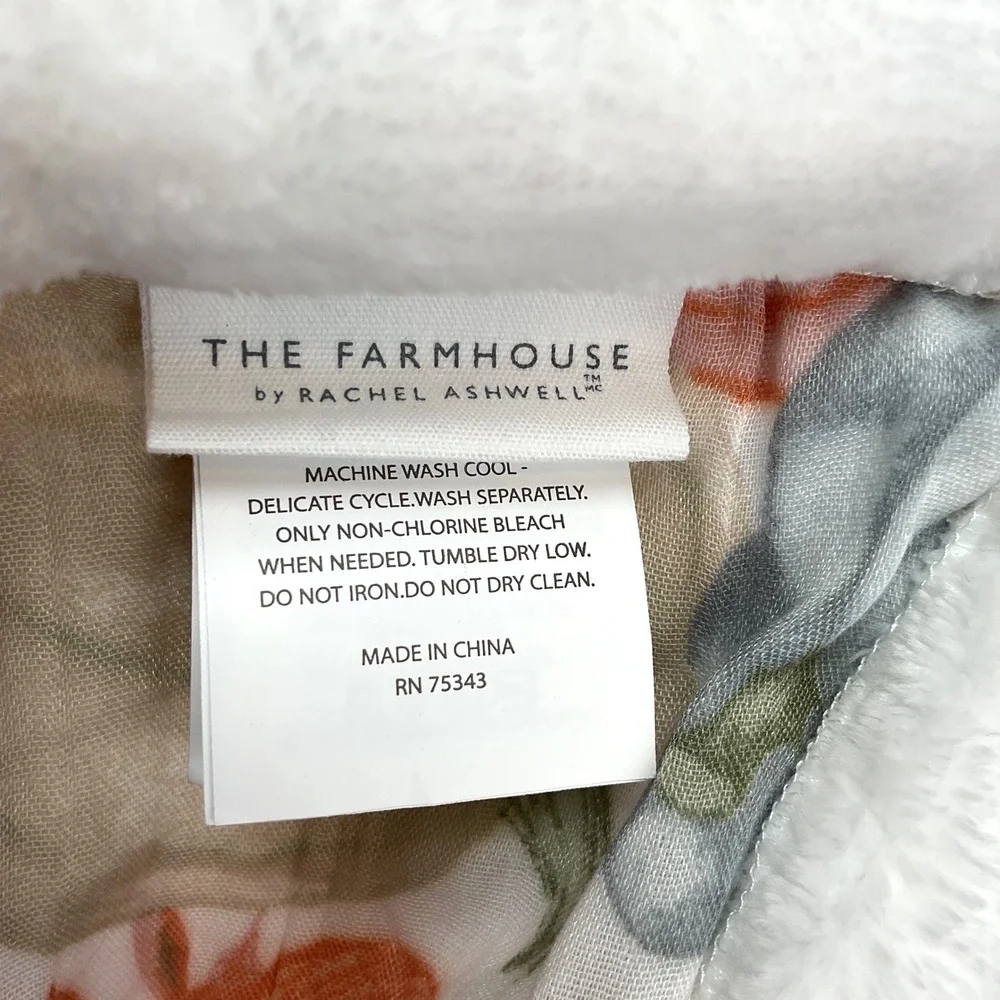 The Farmhouse Rachel Ashwell Pumpkin Throw Blanket 50x70 Fall Decor Faux Fur New